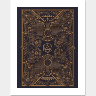 Steampunk Mechanical Gears Polyhedral Dice Set Posters and Art